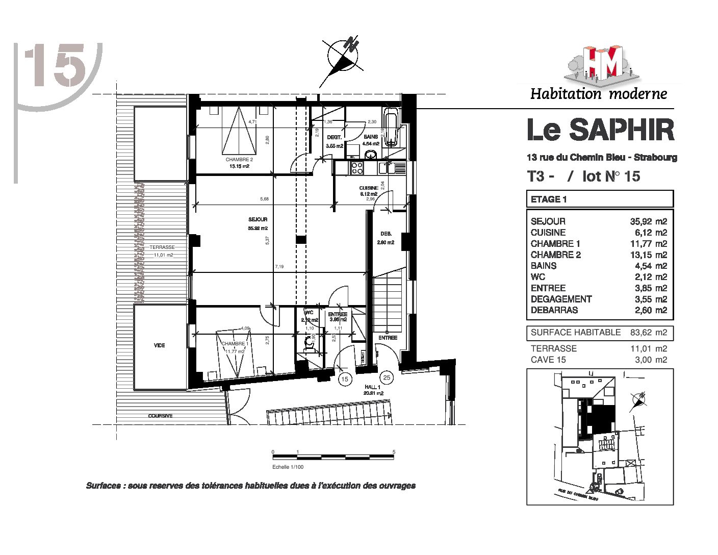13 RUE DU CHEMIN BLEU 67100 STRASBOURG - 01 01 0505 01 0006 - Habitation Moderne
